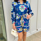 Jenny Floral Belted Dress - Cobalt