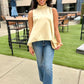 Ruffle Neck Tie Back Top - Latte