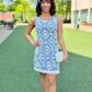 Cassie Floral Crochet Overlay Dress - Blue