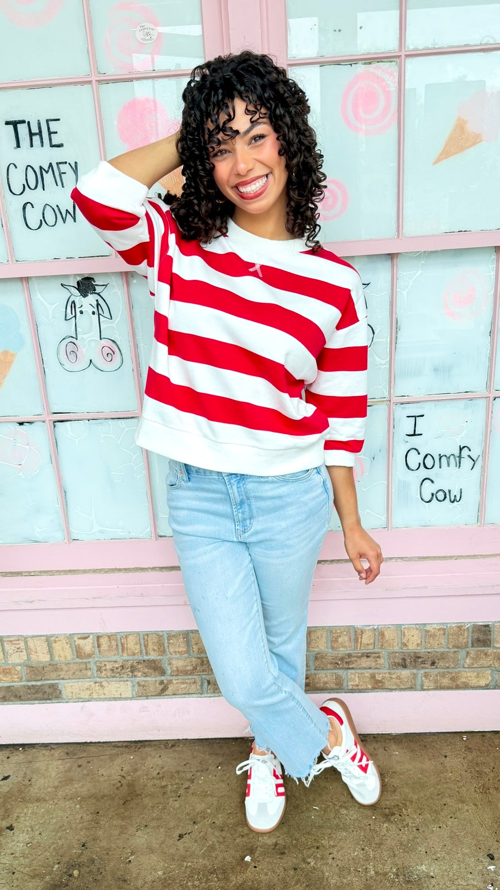 Tami Stripe Pull Over - Red & White