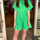 Green Pleat Waist Mini Dress