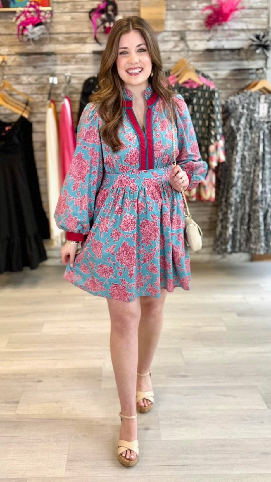 Kristen Floral Dress - Aqua