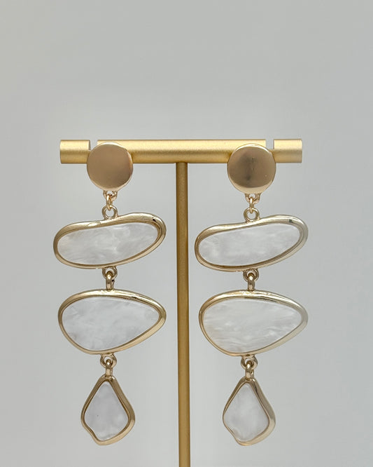 Triple Drop Earrings - White
