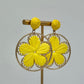 Raffia Flower Earrings - Yellow