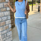 Elise Double Layered Knit Top - Light Blue