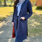 Navy Faux Suede Duster