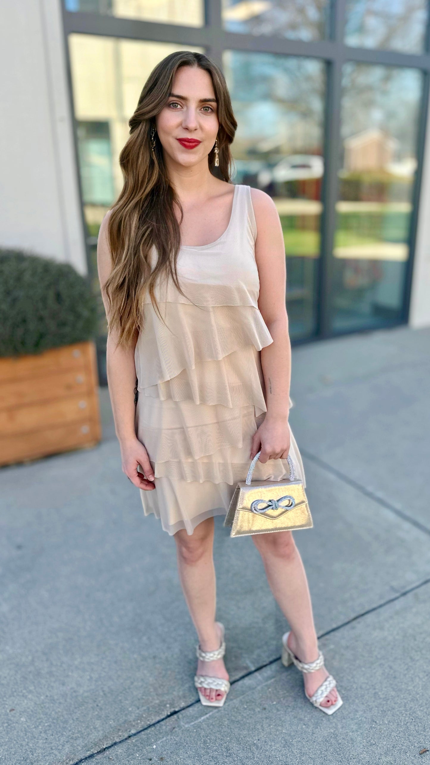 Isle Annie Ruffle Dress - Champagne