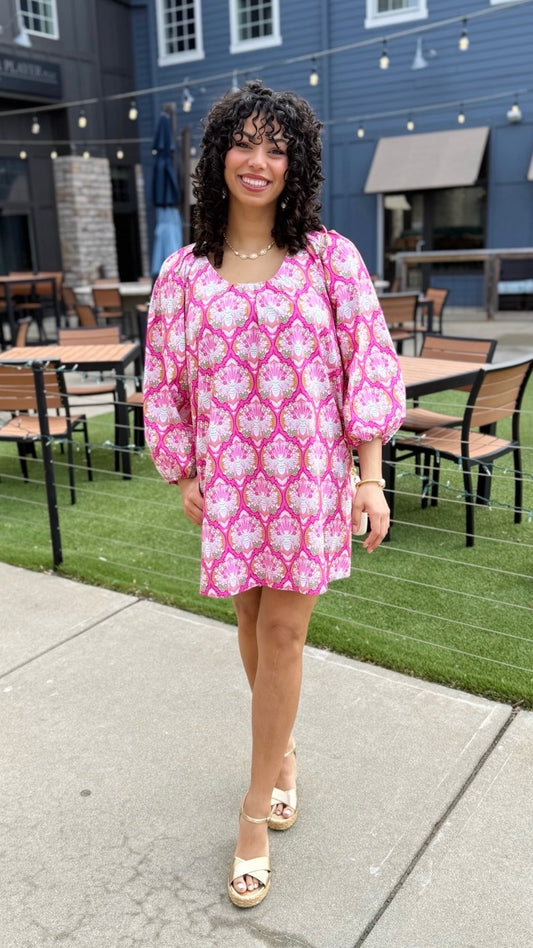 Uncle Frank Big Roses Dress - Bees/ Pink