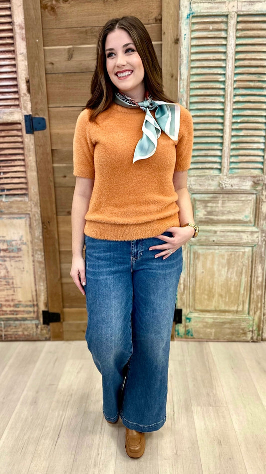 Another Love Solana Fuzzy Sweater - Peach