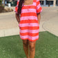 Tatum Stripe Dress - Pink & Tangerine