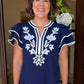 Addison Flutter Sleeve Top - Navy