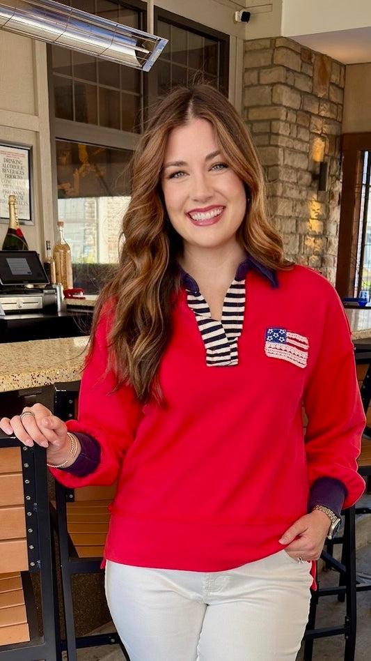 Libby Flag Pullover - Red