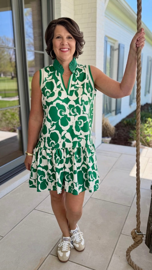 Jada Poppy Mini Dress - Green