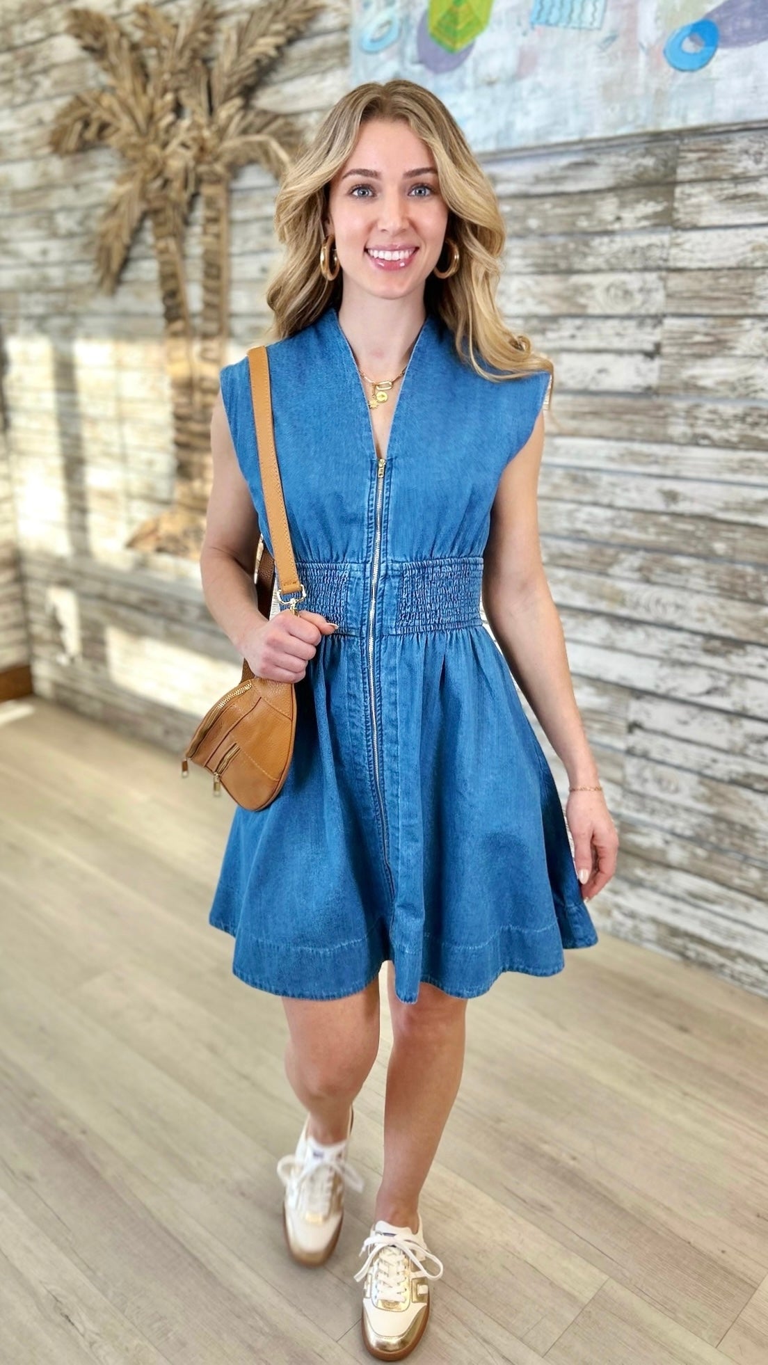 Georgia Denim Zip Mini Dress