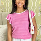 Lilian Ruffle Short Sleeve Sweater - Pink