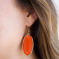 Hexagon Dangle Earrings - Coral