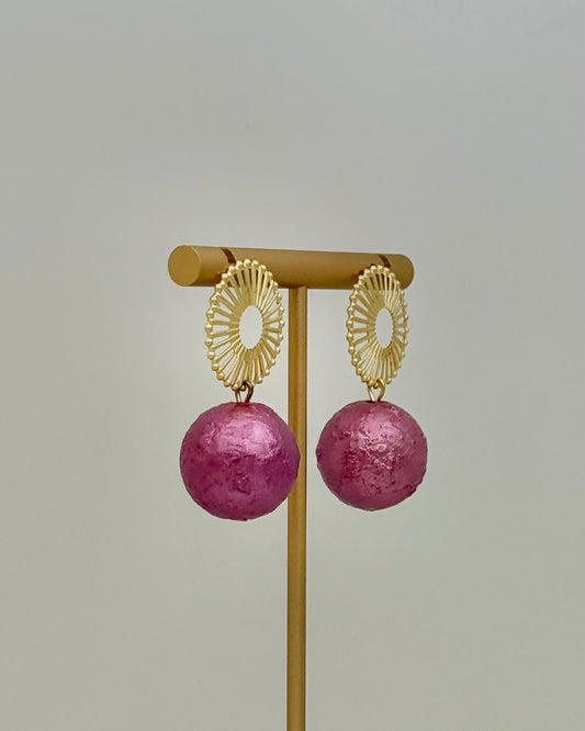 Fuchsia Ball Earrings