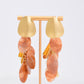 Hammered Gold/Stone Earrings - Brown
