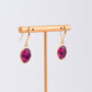 Fuchsia Oval Crystal Earrings
