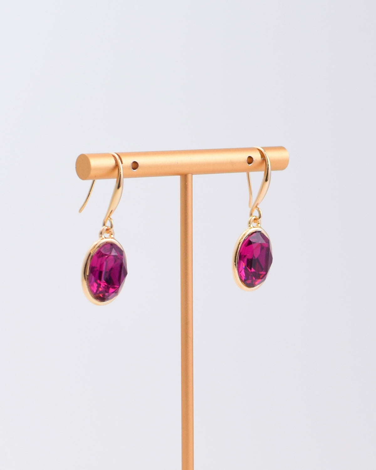Fuchsia Oval Crystal Earrings