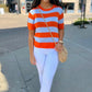 Kaylie Stripe Sweater - Orange/Lavender