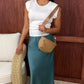 Aria Satin Maxi Skirt - Teal