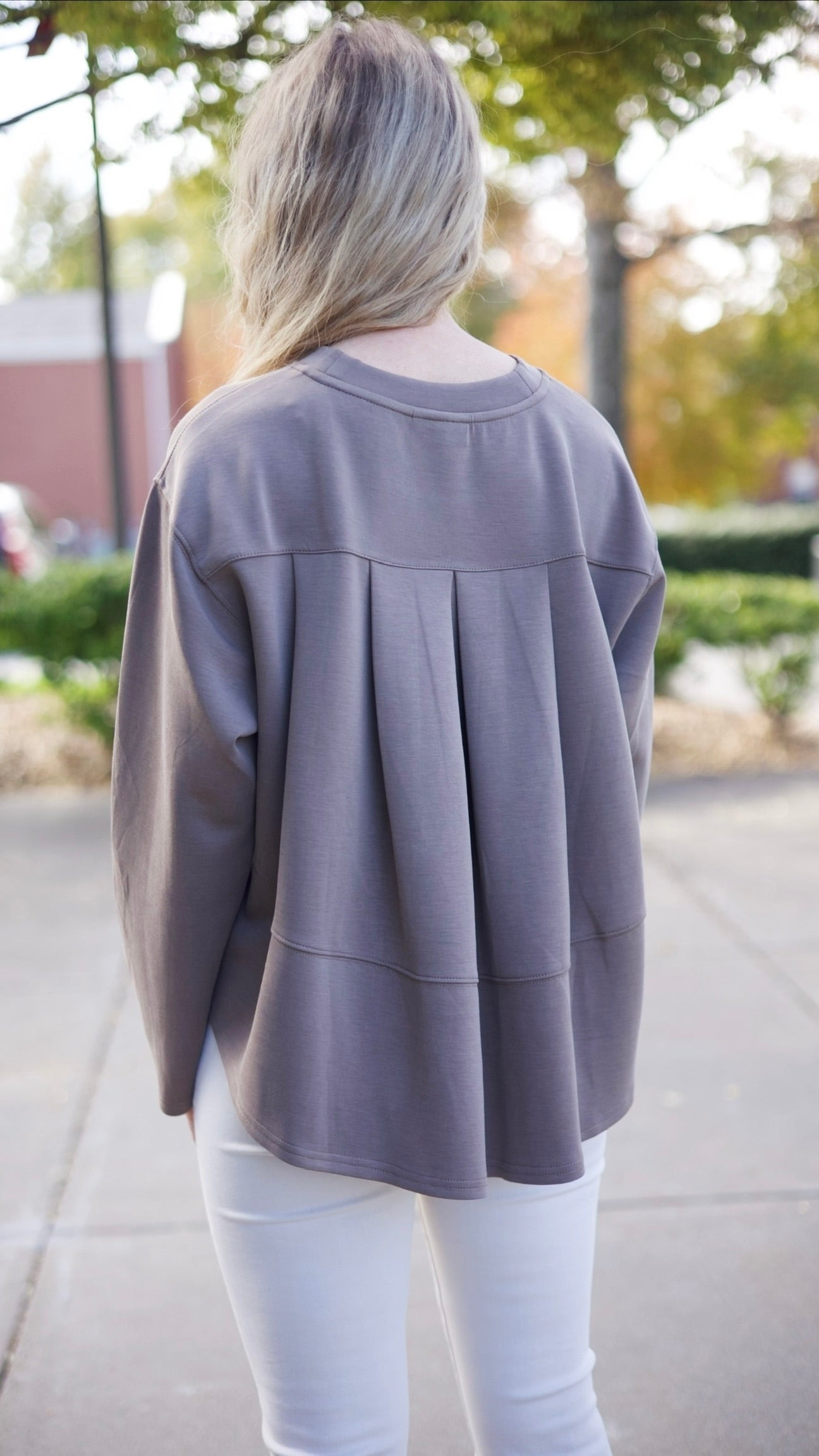 Claire Pleat Pullover - Mocha