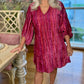 Uncle Frank Raspberry Striped Velvet Dress