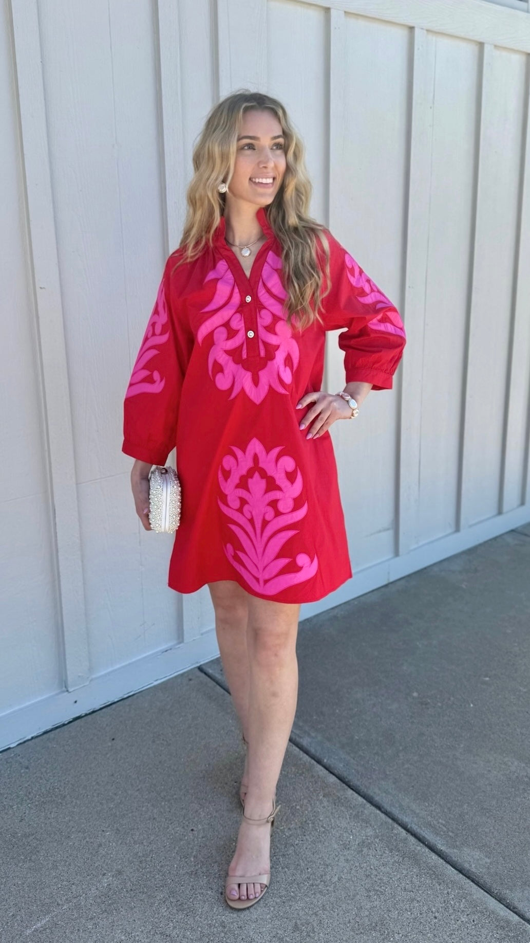 Clarissa Dress - Red & Pink