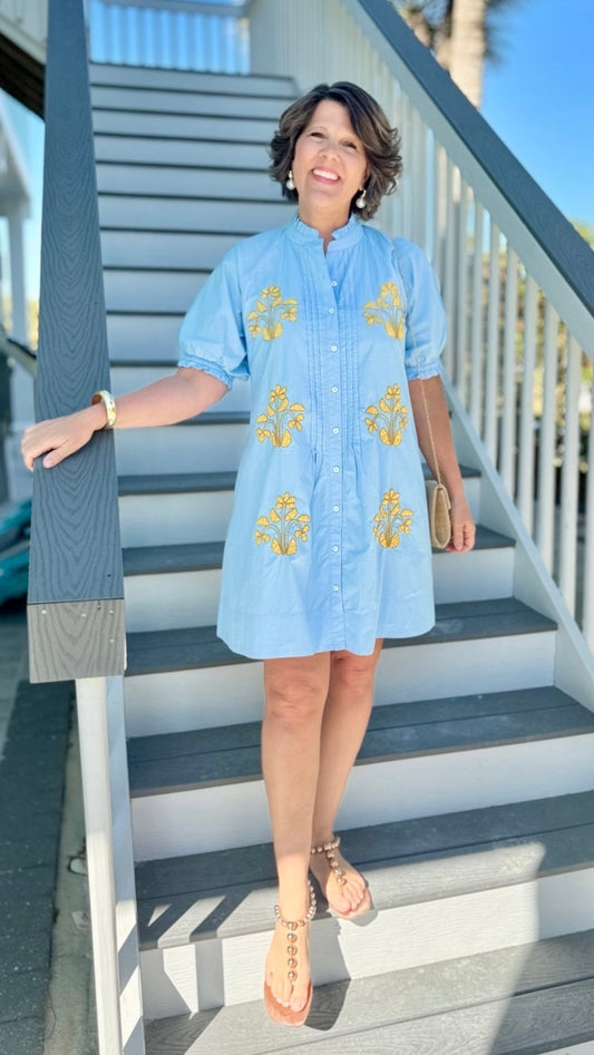 Uncle Frank Embroidery Dress - Blue