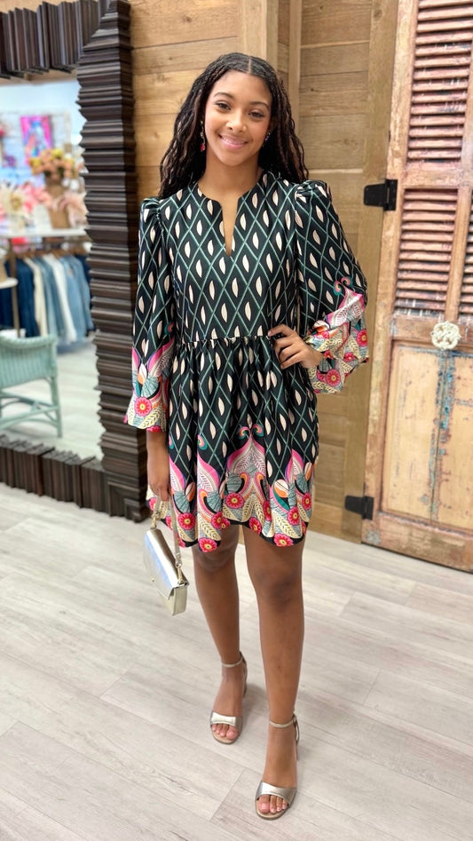 Frances Floral Dress - Black