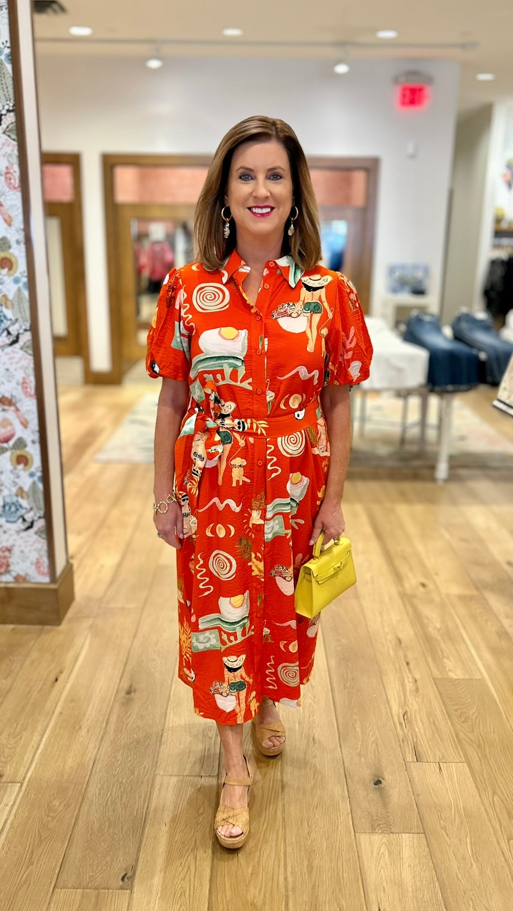 Maya Beach Belted Dress - Orange