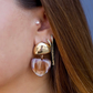 Triangle Drop Earrings - Brown