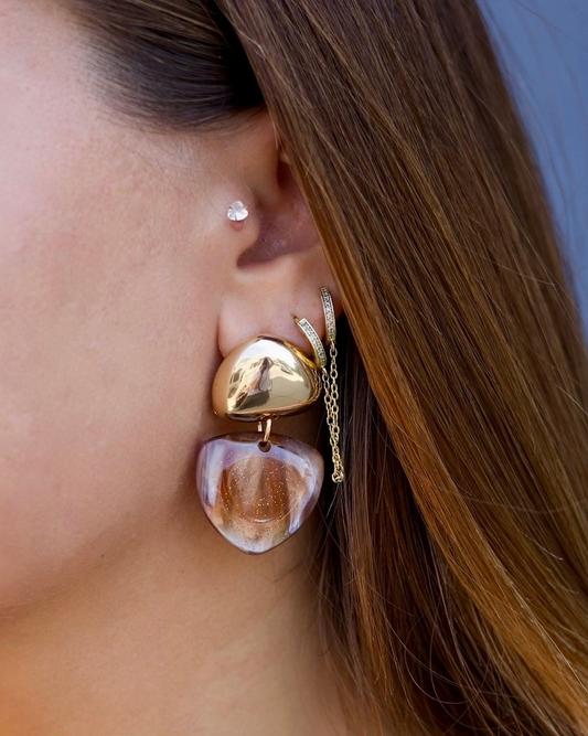 Triangle Drop Earrings - Brown