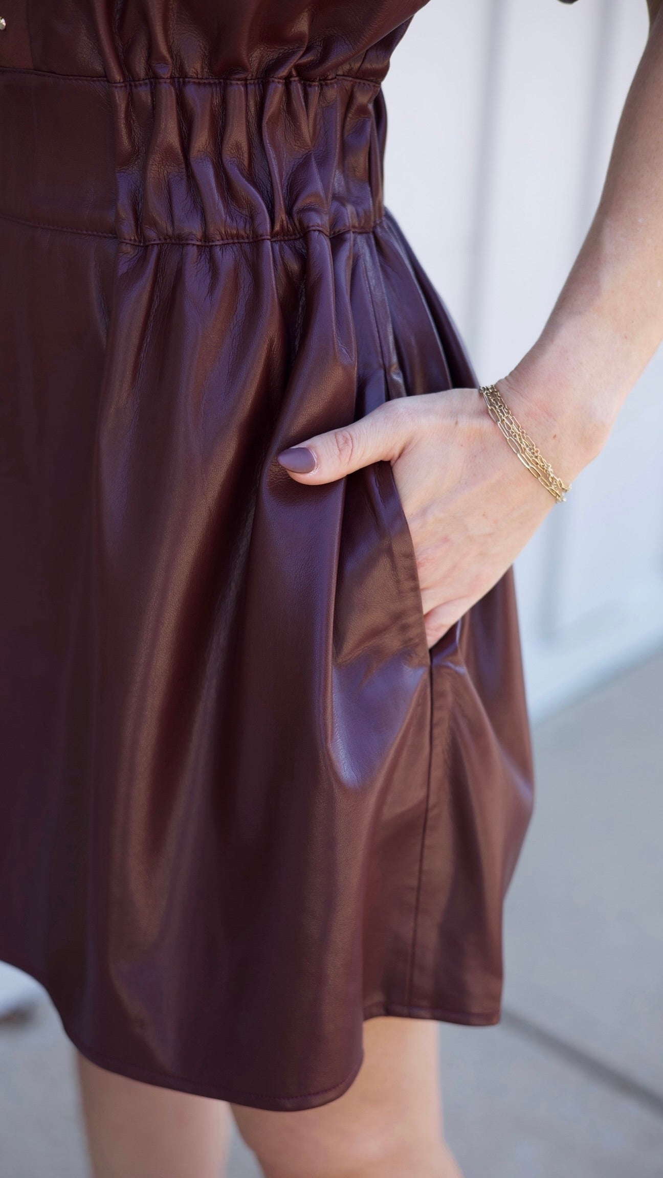 Emily McCarthy Chocolate Faux Leather Dress