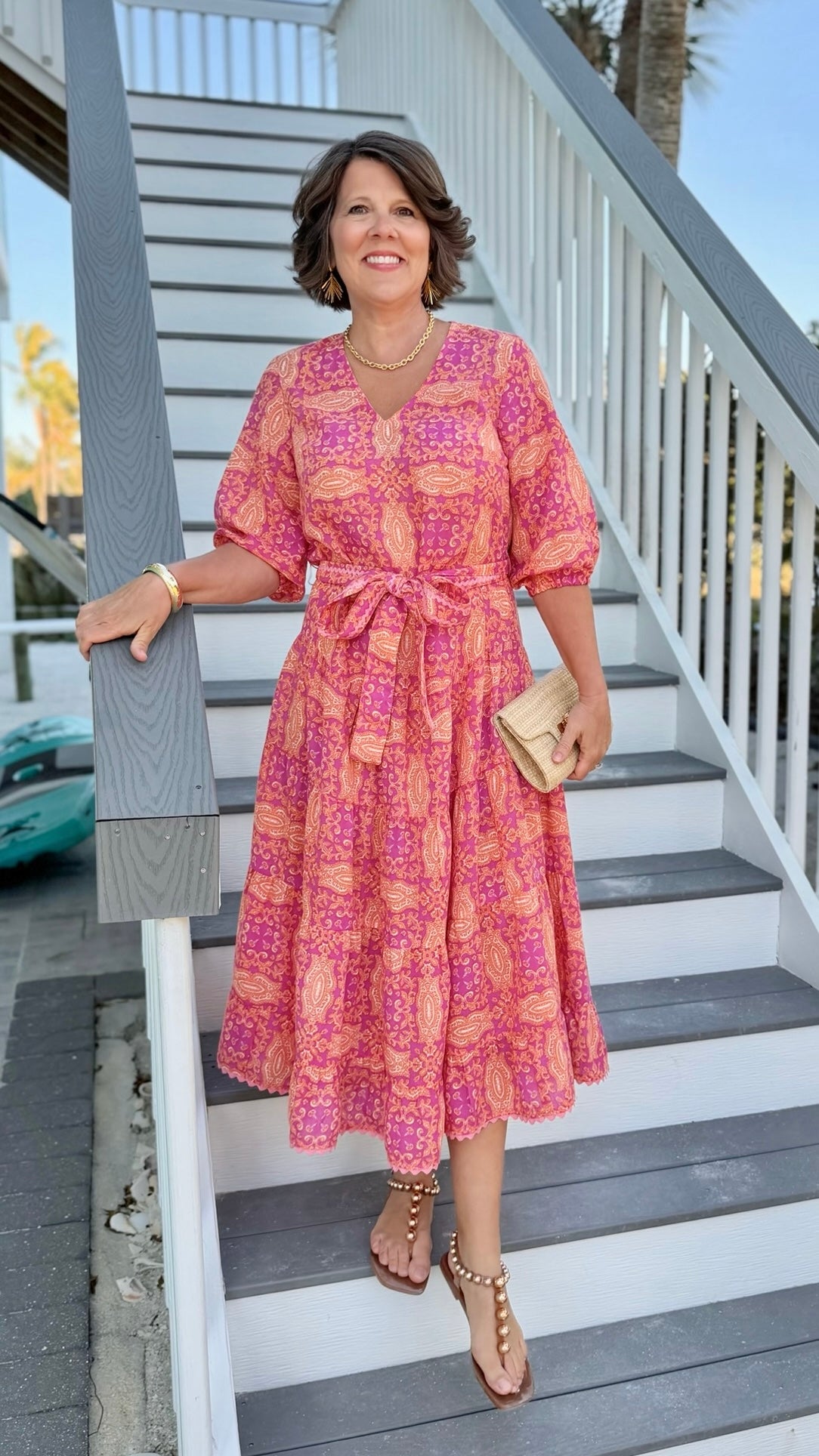Ivy Jane Midi Tiered Dress -  Fuchsia