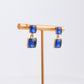 Crystal Double Drop Earrings - Navy