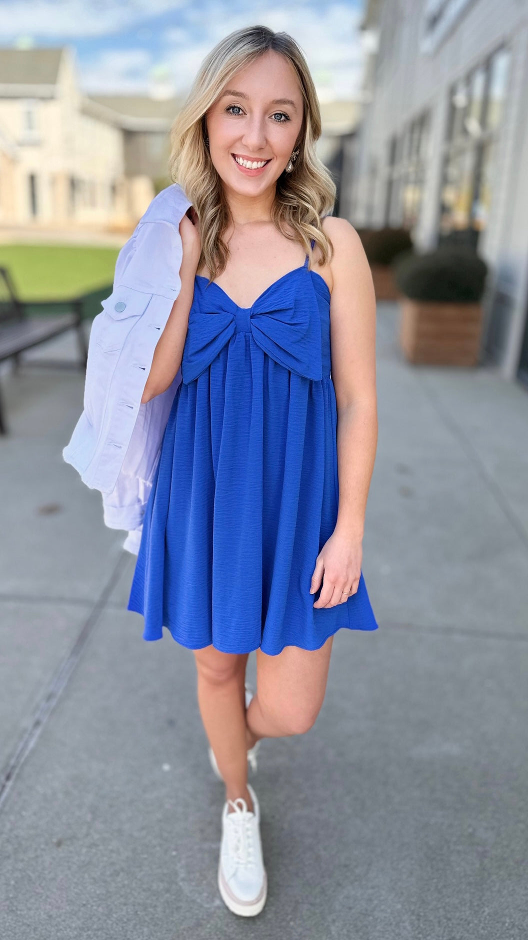 Little Blue Bow Babydoll Dress
