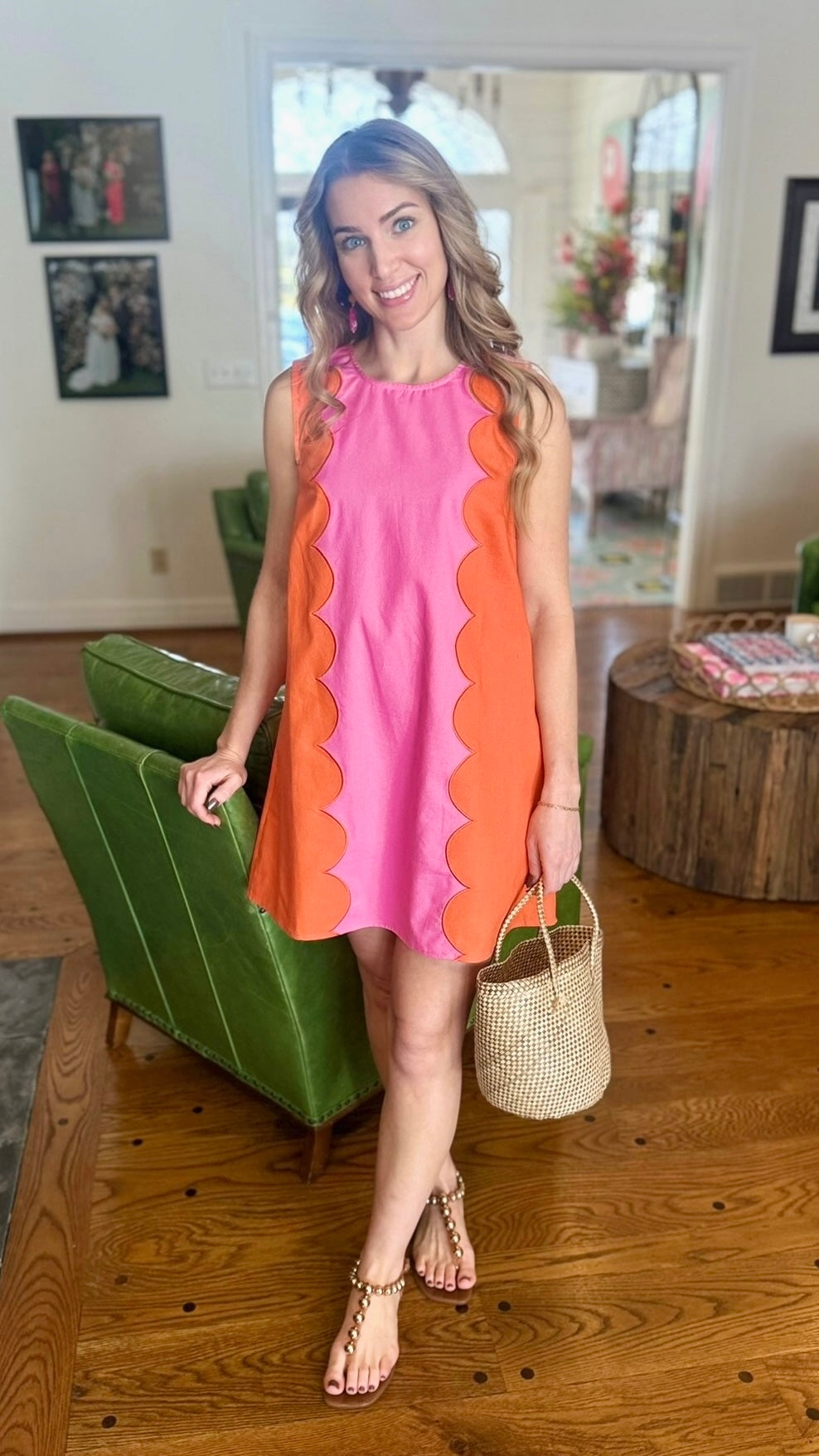 Hailey Sunkist Dress - Orange/Pink