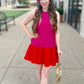 Two Tone Ruffle Hem Dress