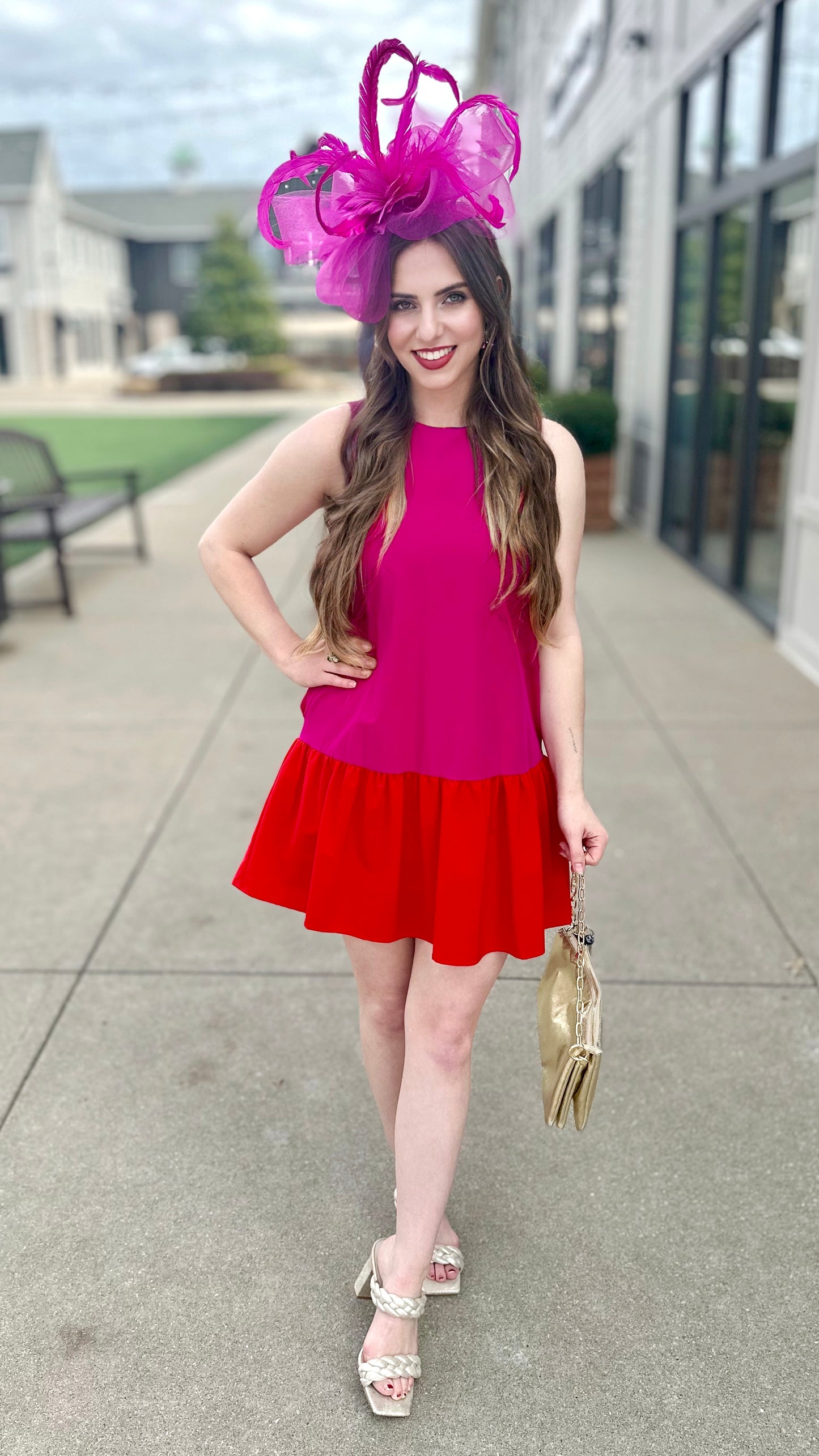 Two Tone Ruffle Hem Dress