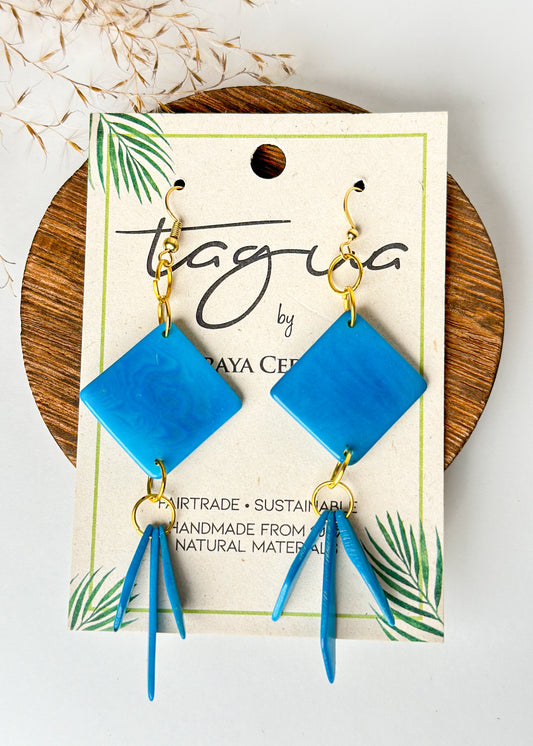 Tagua Petra Earrings - Turquoise