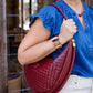 Burgundy Woven Hobo Bag