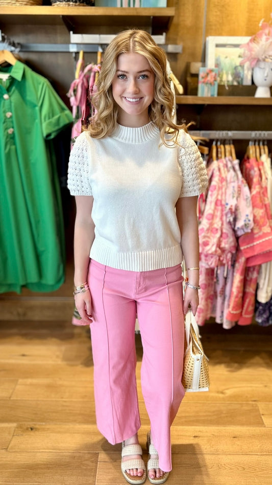 Genevieve Crochet Sweater - White