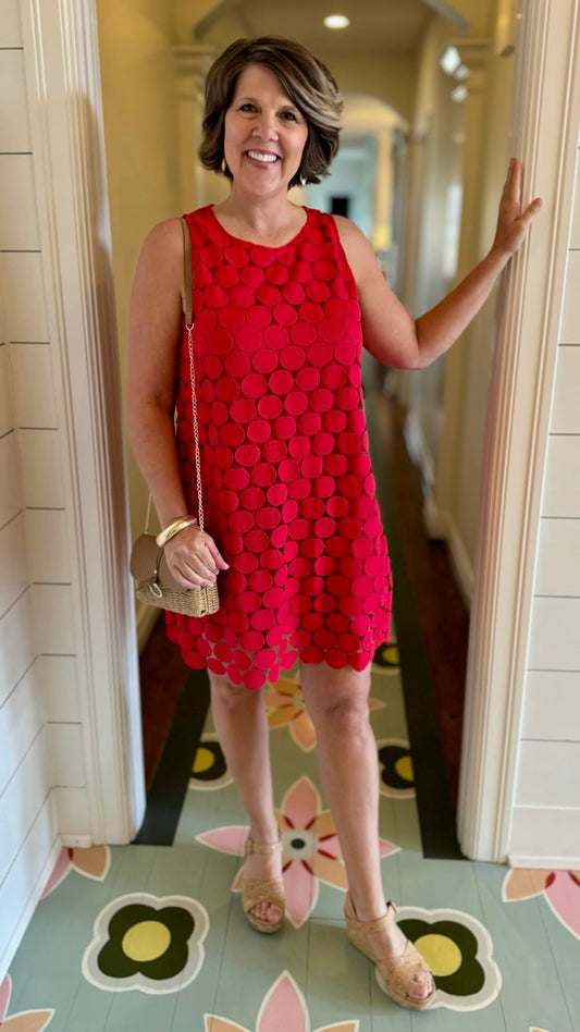 Clara Cherry Red Dotty Dress