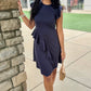 Samantha Flutter Sleeve Knit Dress - Navy