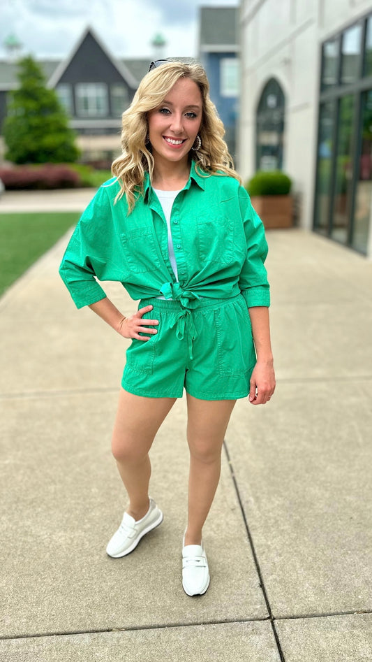 Bobi Dolman Button Up - Shamrock
