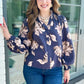 Leana Fall Floral Top - Navy & Beige