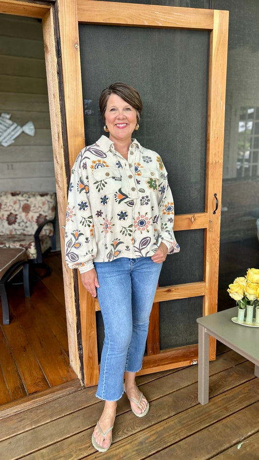ECRU FLORAL PULLOVER