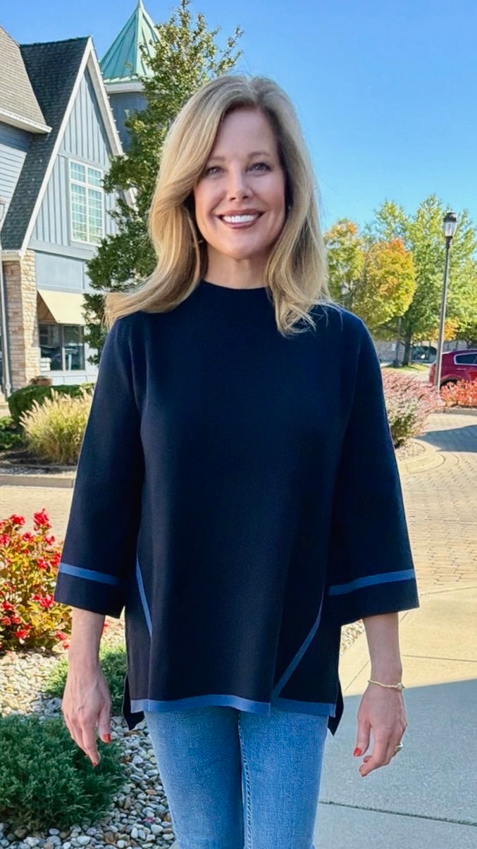 Serene Mock Neck Sweater - Navy